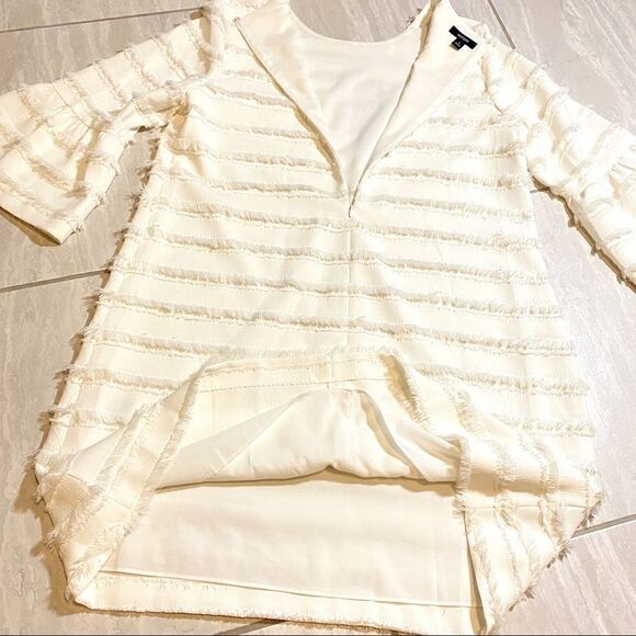 ALFANI IVORY TIERED FRINGE BELL SLEEVE SHIFT DRESS 14 NEW - Picture 6 of 15